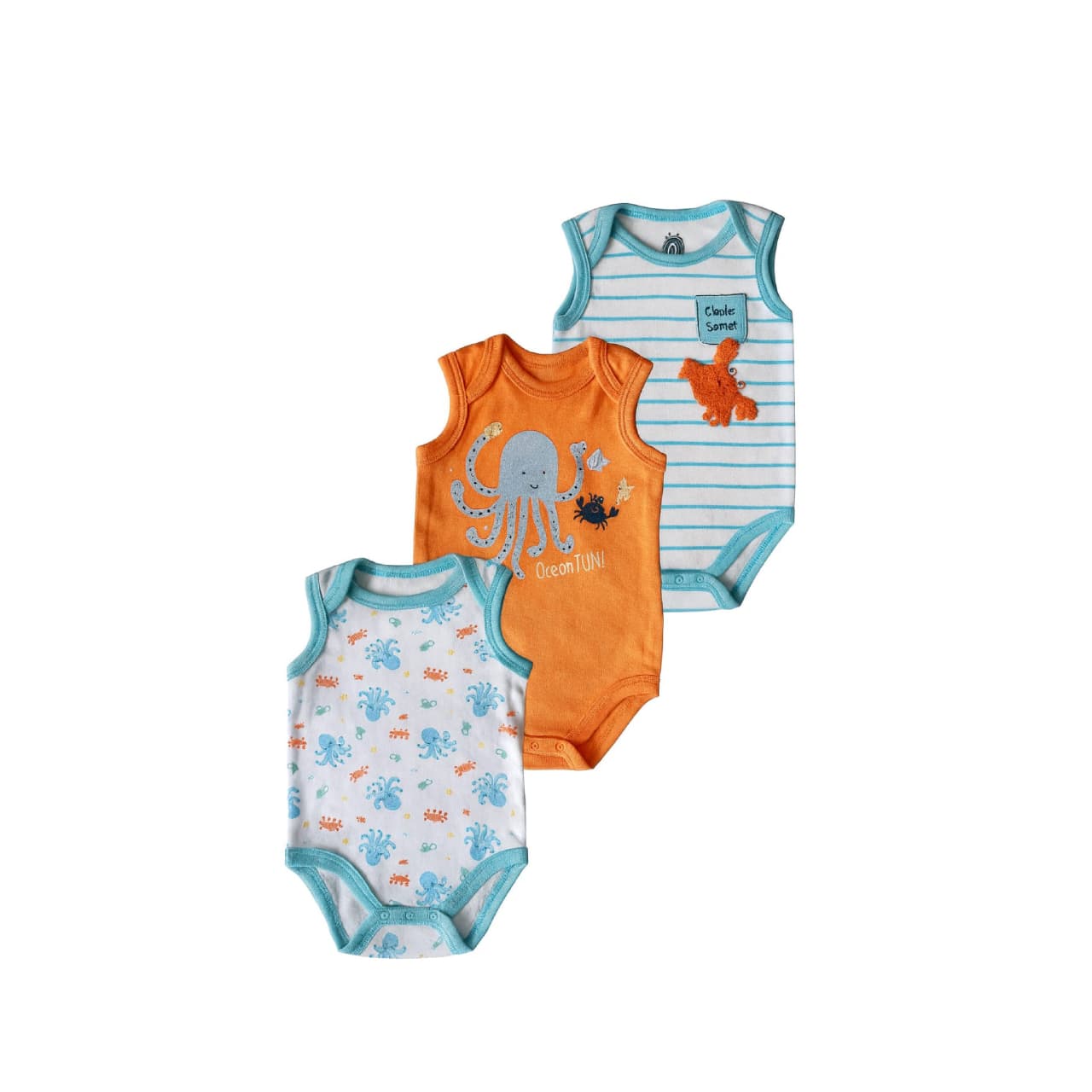 3 Pack Sleeveless Bodysuit: Mr. Crab Collection
