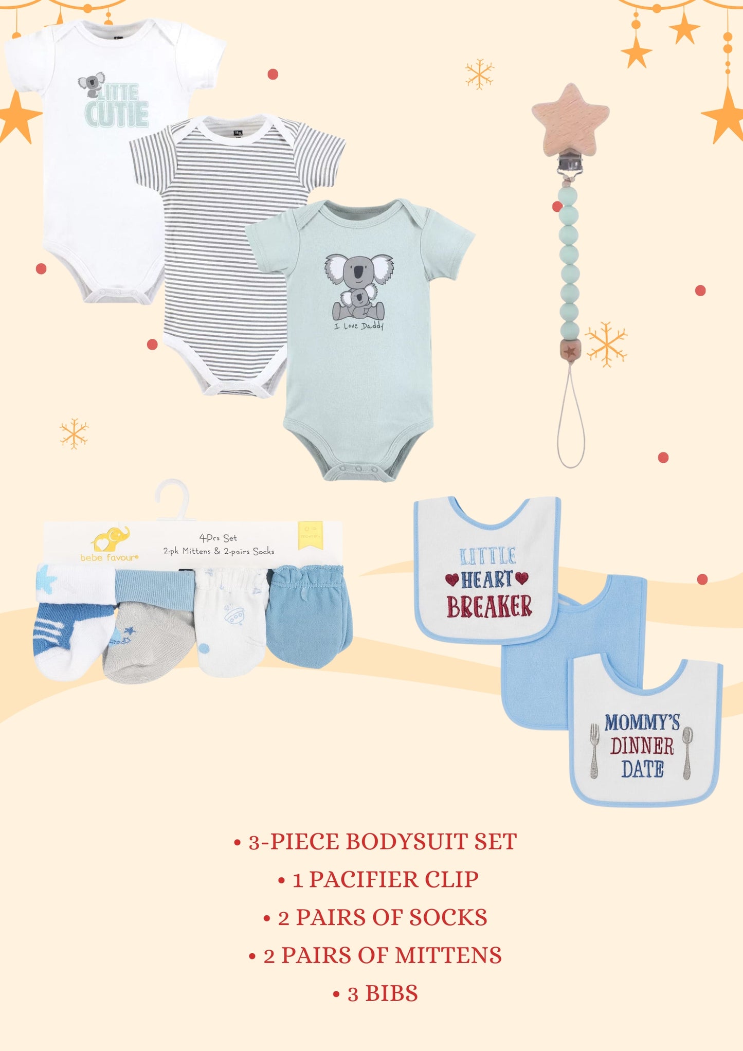🎄 Blue Christmas Baby Essentials Set – 0 to 3 Months