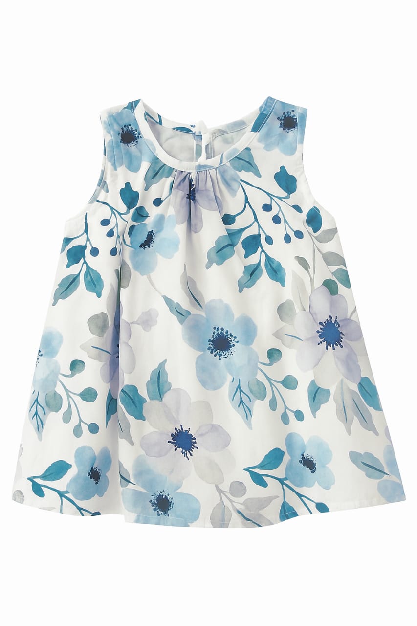 Blue Blossom Top & Trousers Set with Sunglasses
