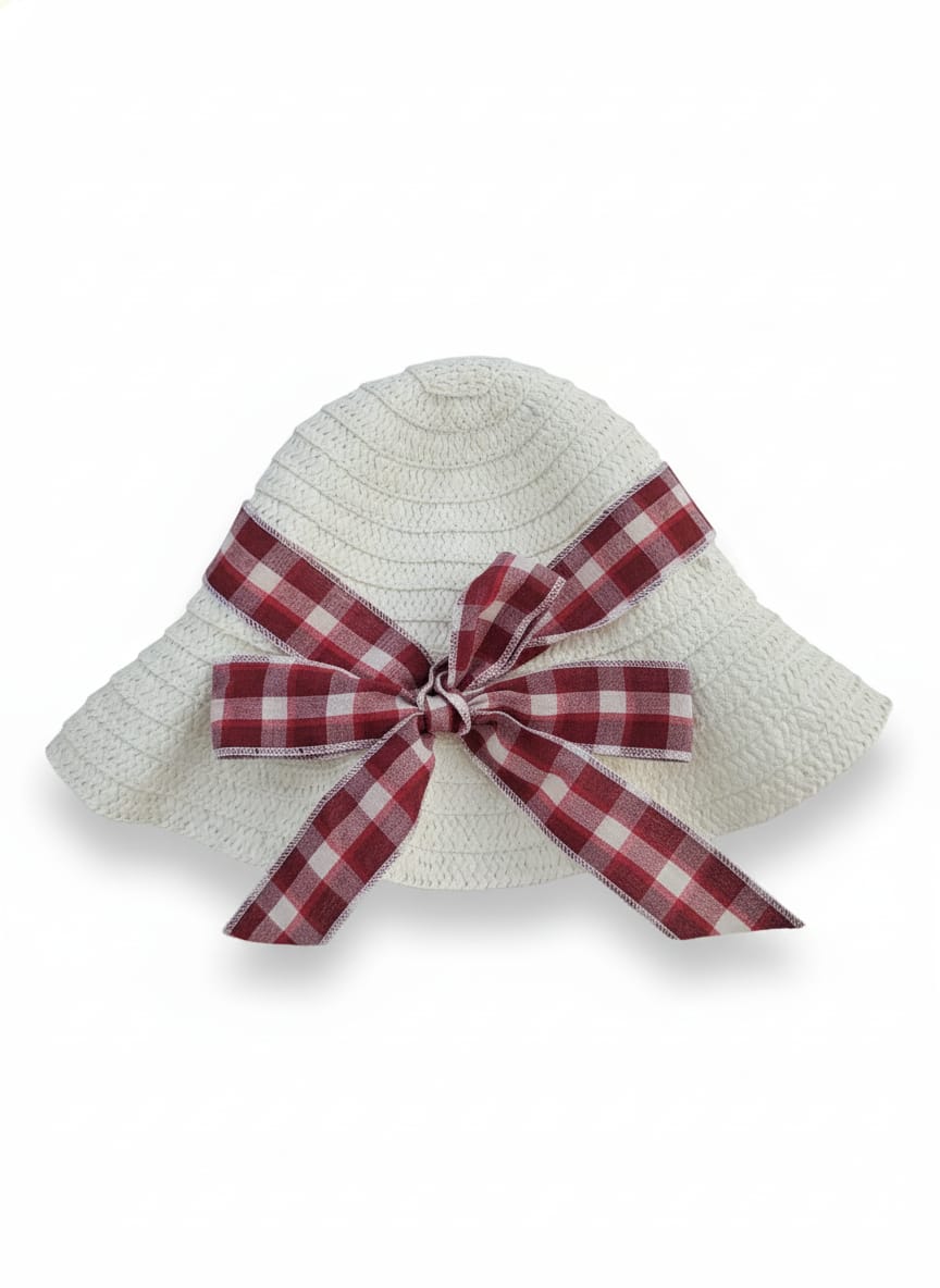 Sweet Check Cotton Dress & Hat Set