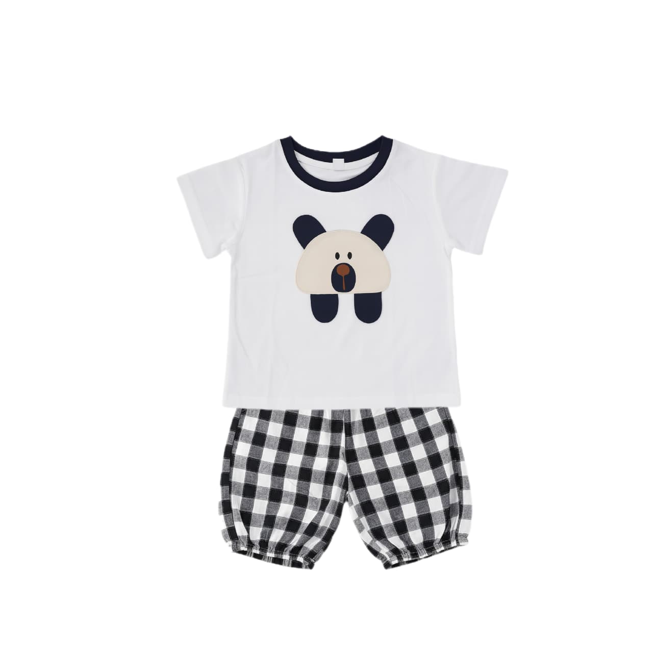 Panda Tee & Gingham Shorts Set