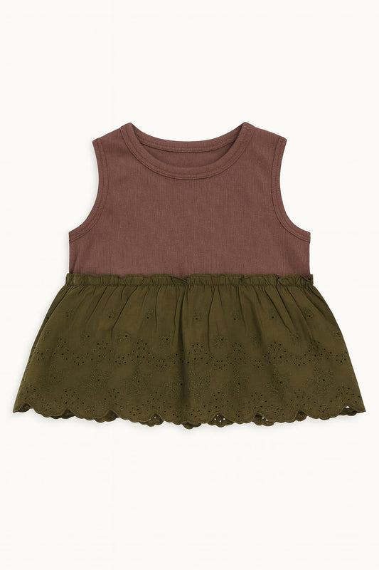 Cotton Top & Striped Trousers Set with Mushroom Accessory