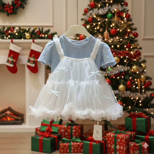 Blue Tutu Layered Dress Set