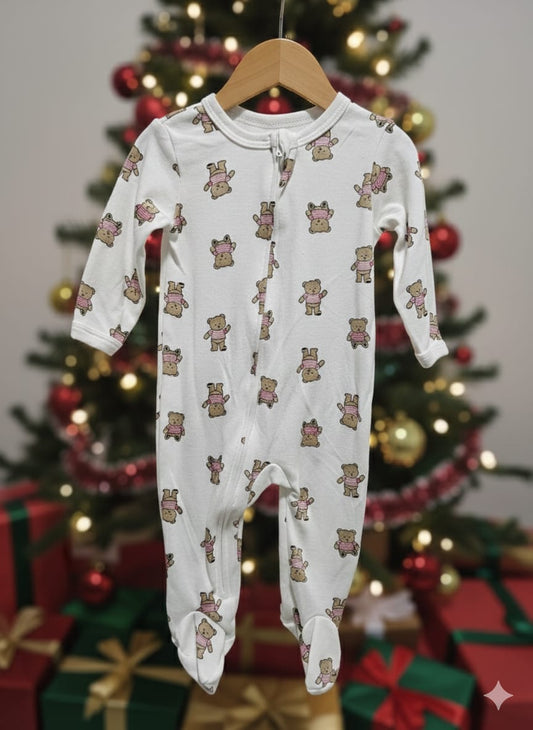 Christmas Bear Footed Onesie