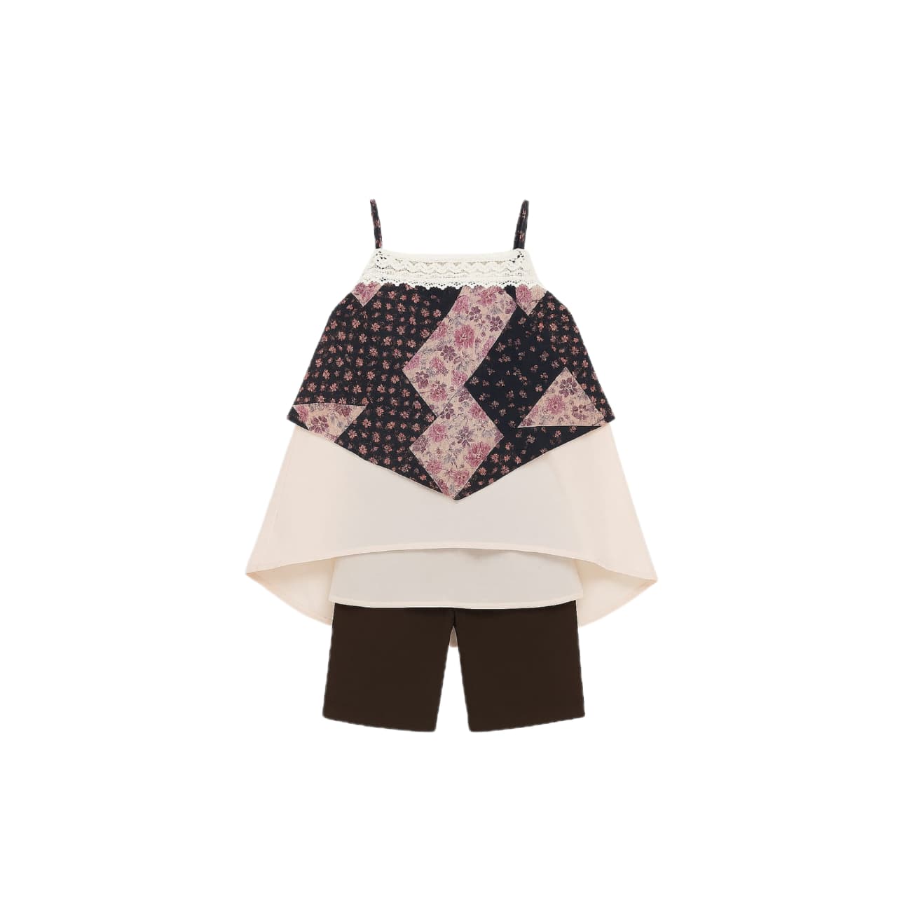 Layered Floral Top & Shorts Set