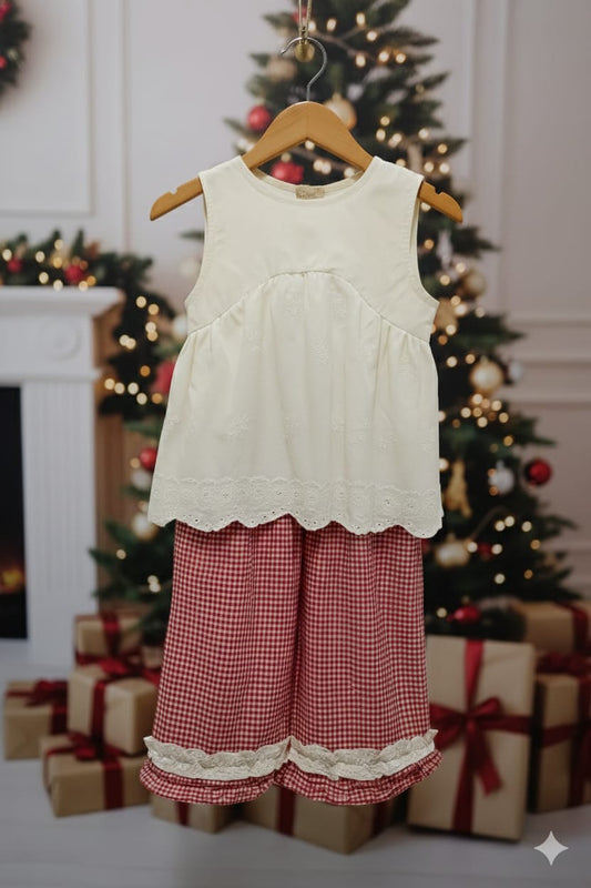 Christmas Gingham Lace Set