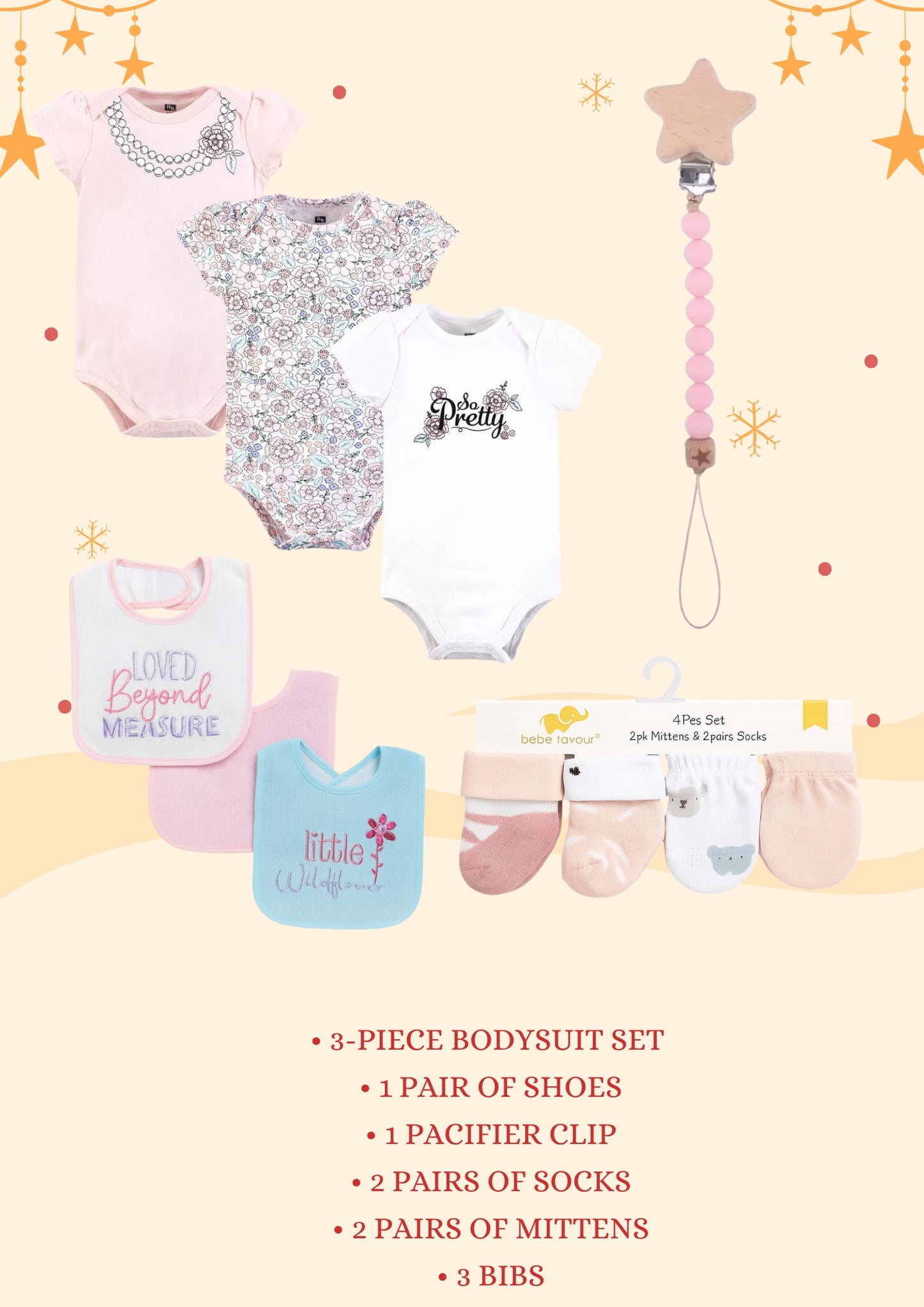 🎀 Pink Christmas Baby Essentials Set – 0 to 3 Months