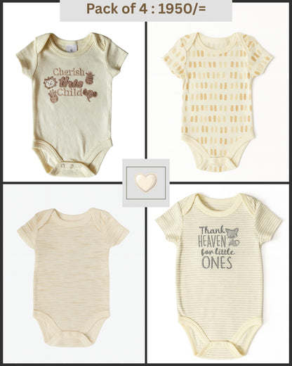 4 Pack Short Sleeves Bodysuit: The Cream Edit