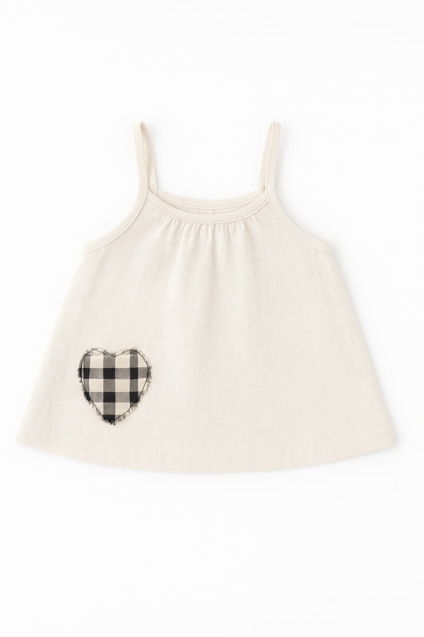 Plaid Heart Linen & Cotton 3-Piece Set