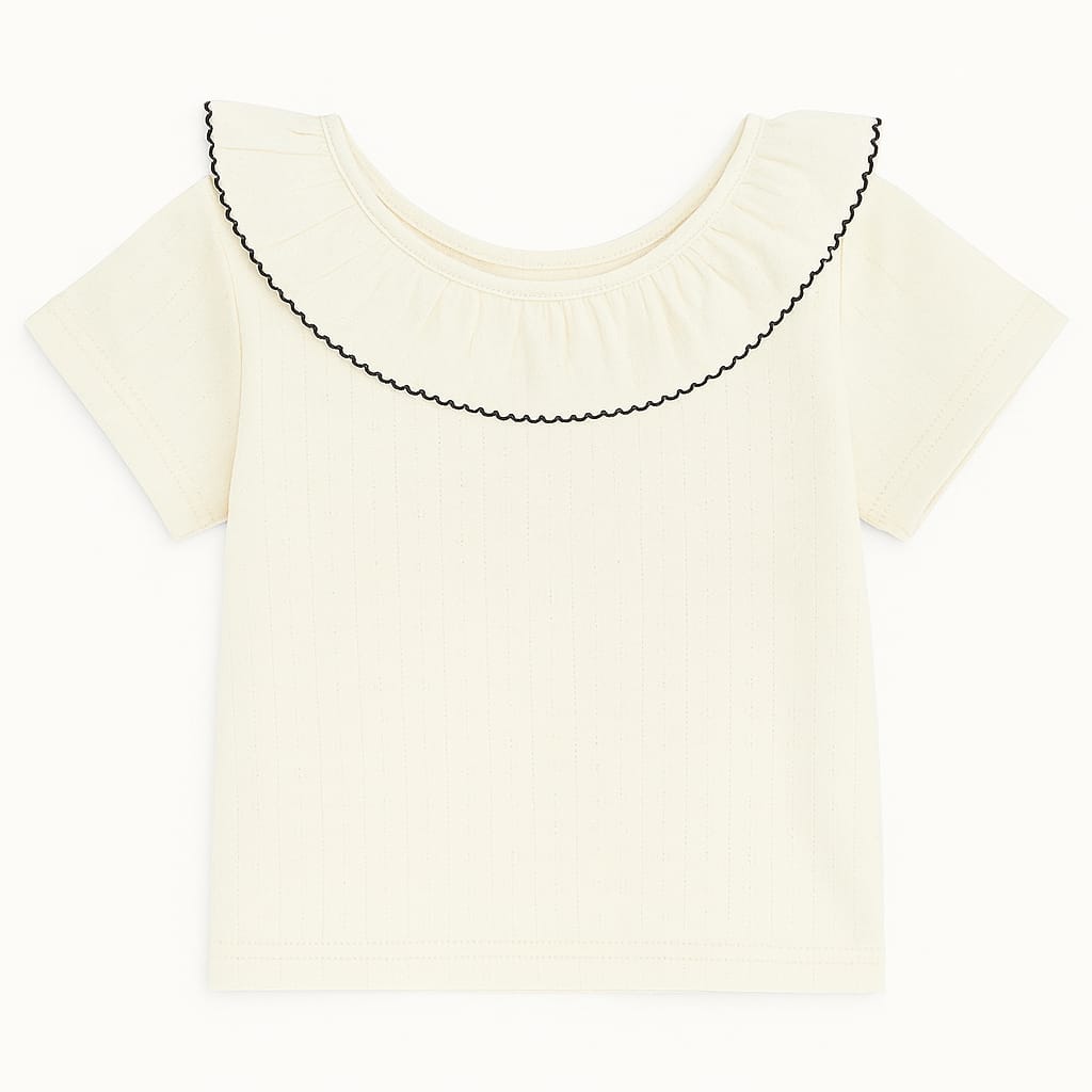 Ruffle Collar Top & Pink Trousers Set