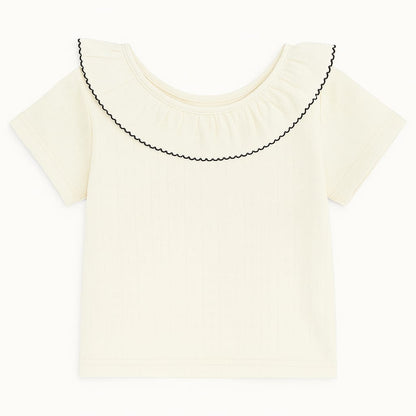 Ruffle Collar Top & Pink Trousers Set