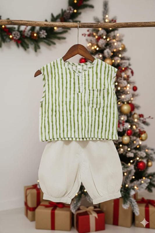 Christmas Green Stripe Set