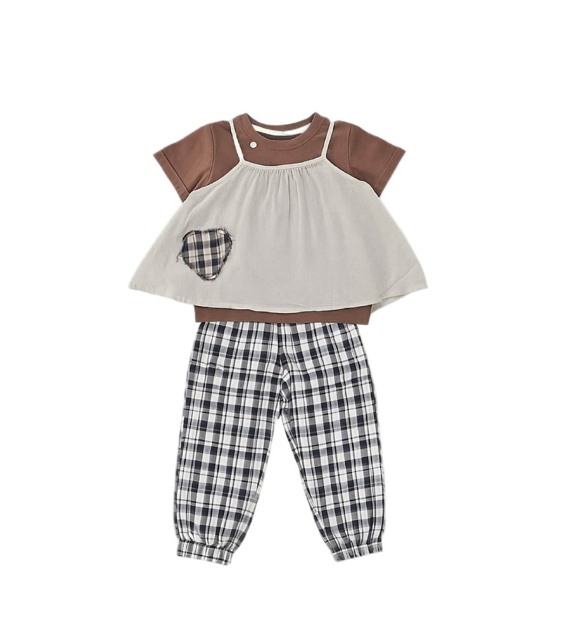 Plaid Heart Linen & Cotton 3-Piece Set