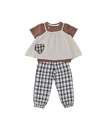 Plaid Heart Linen & Cotton 3-Piece Set