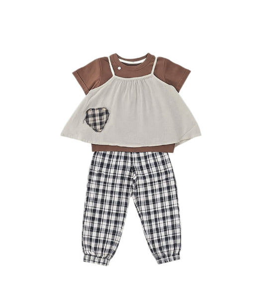 Plaid Heart Linen & Cotton 3-Piece Set