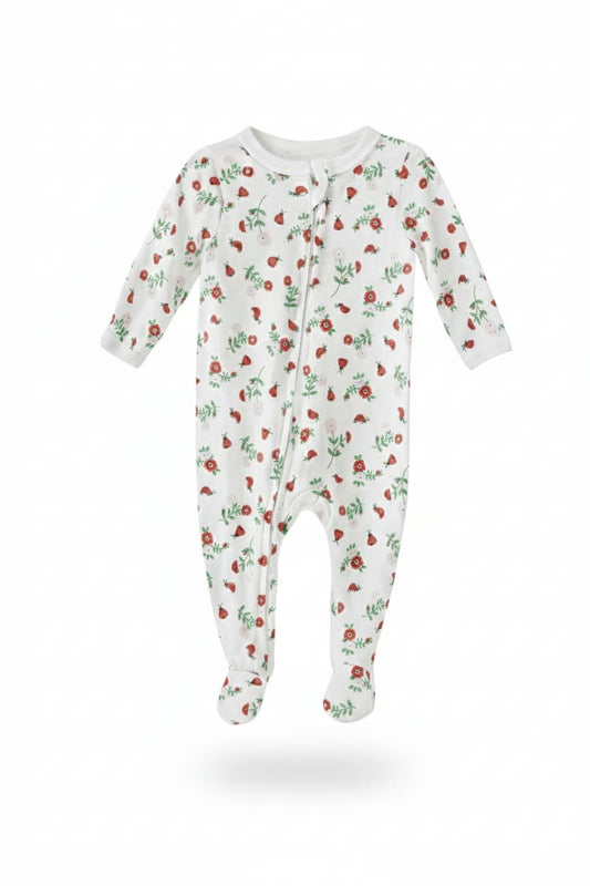 Baby Sleepsuit: Red Floral